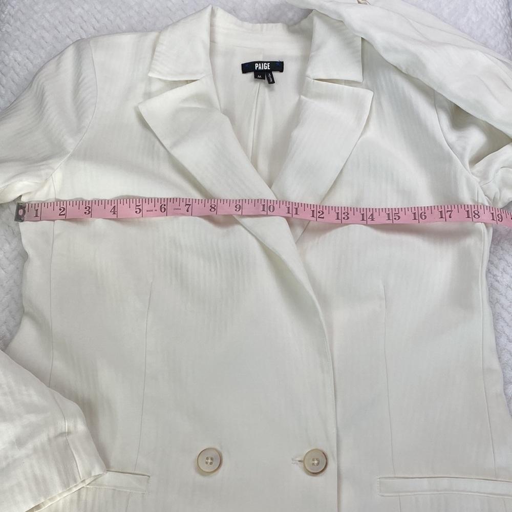 Paige Rosette Double Breasted White Pinstripe Power Blazer - Picture 9 of 17